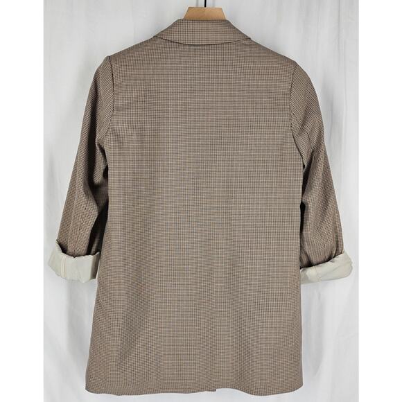 H&M WOMEN'S TAILORED BROWN PLAID LONG SLEEVE BLAZER SIZE X-SMALL - Picture 4 of 12